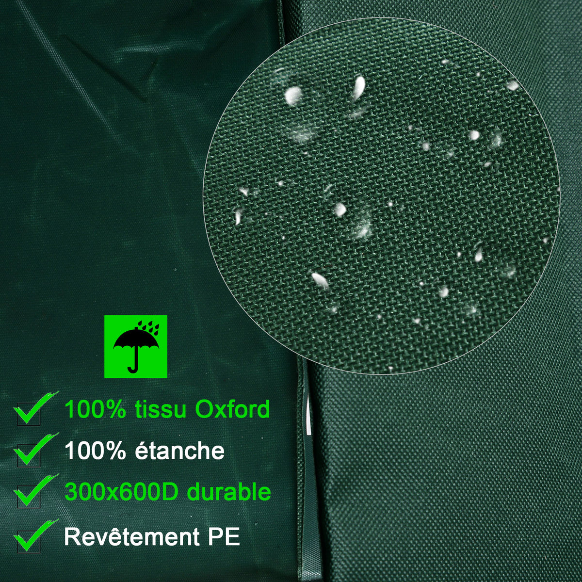 Housse de Protection Étanche Housse Salon de Jardin 600D Oxford Tissu Bâche Salon de Jardin Extérieur Imperméable rectangulaire 210L x 140l x 80H cm Vert-3