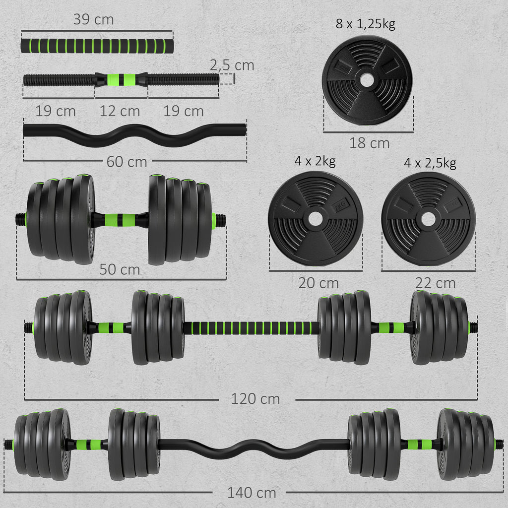 Kit haltères musculation haltères réglables 30 kg 3 en 1, ensemble de poids réglable avec barre d'extension noir-2
