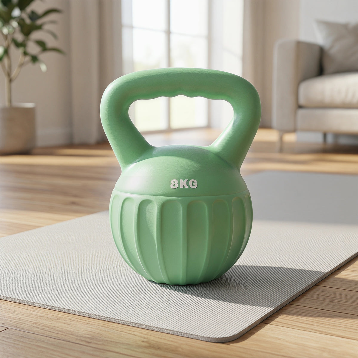 Kettlebell 8 kg, Haltère avec Poignée Antidérapante, Haltère à Boule, Musculation, Entraînement, pour Gym, Vert-1