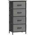 Commode 4 tiroirs en tissu, meuble de rangement avec 4 poches, 2 crochets, structure en acier, 45 x 30 x 94,5 cm, gris-0