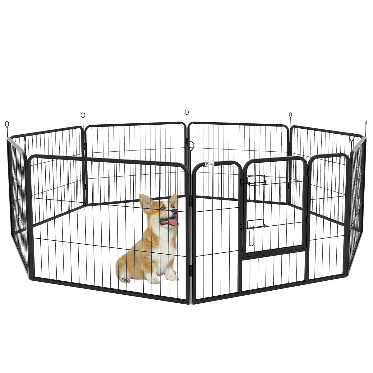 Luxe parc enclos modulable acier époxy porte verrouillable pour chiens, lapins, rongeurs, petits animaux, intérieur et extérieur 80 x 60 cm noir-0