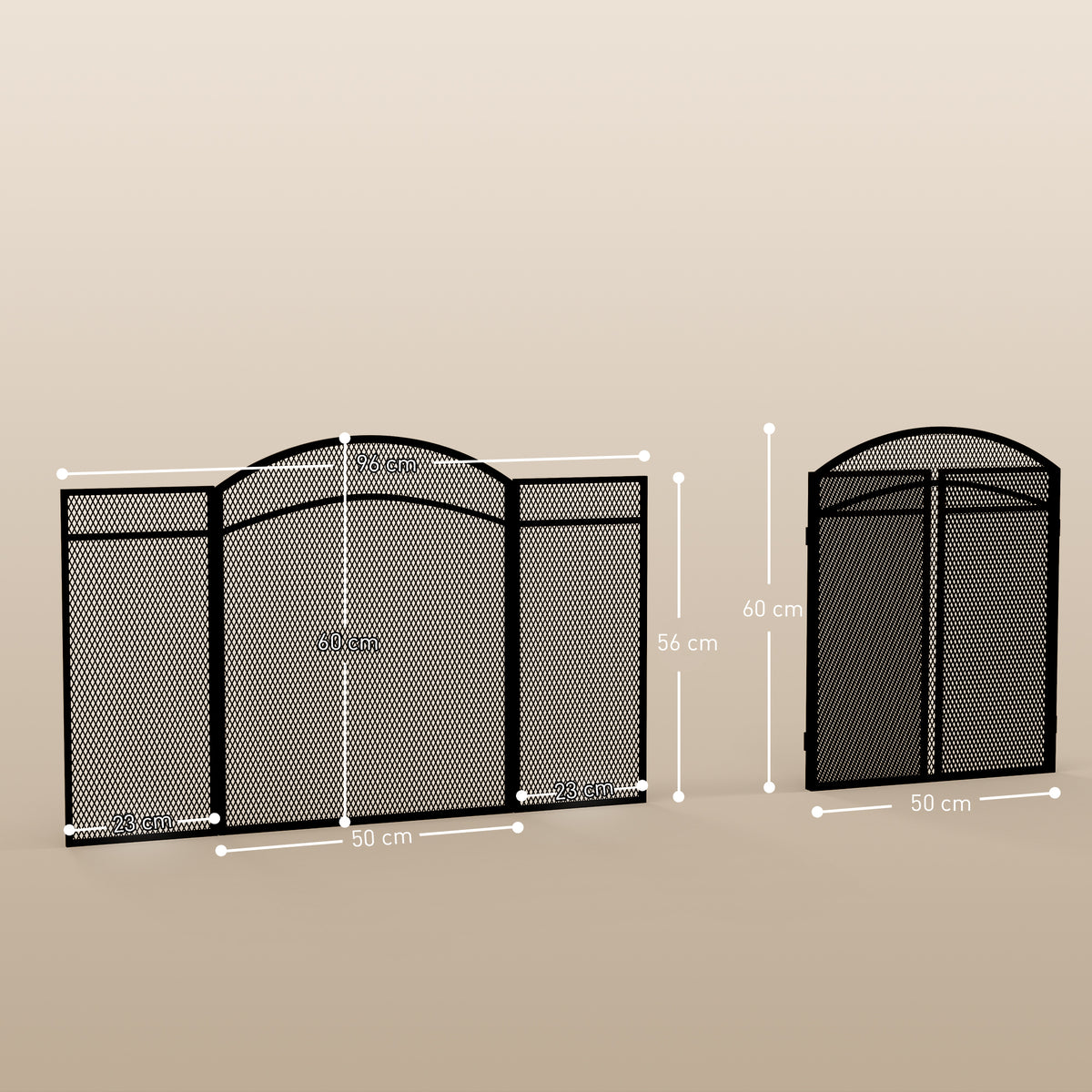 Pare-feu cheminée pliable 3 panneaux pare-étincelles cheminée avec motif en en chevron 96l x 1P x 60H cm métal noir-2