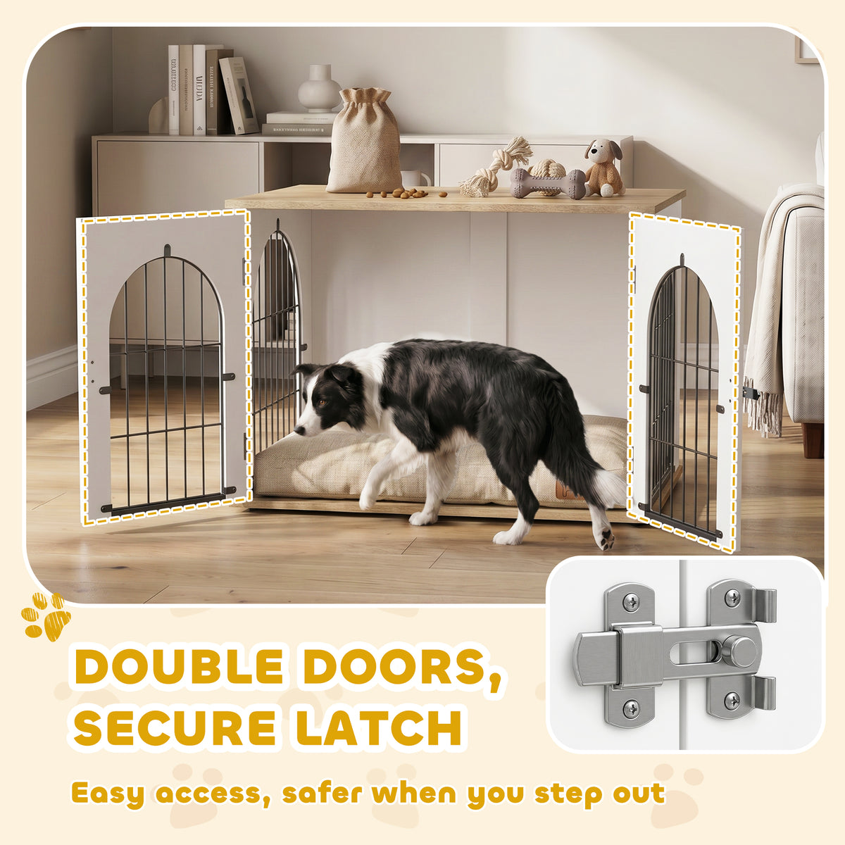 Cage pour Chien Meuble Cage Chien Intérieur Arche avec Double Porte comme Table d'Appoint en Métal 80x56x59cm Blanc-7