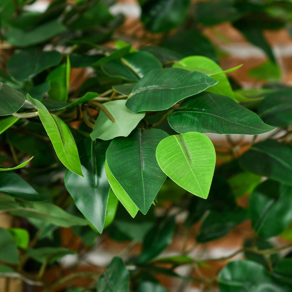 Lot de 2 plantes artificielles ficus hauteur 1,50 m tronc branches liane lichen feuilles grand réalisme pot inclus vert-7