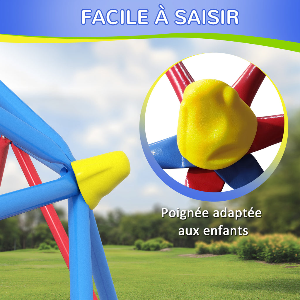 Dôme d'escalade enfant cage d'escalade structure en métal charge max. 180 kg assemblage facile 183 cm multicolore-5