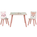 Ensemble table et chaises pour enfants, table pour enfant avec 2 chaises, motif animaux pour chambre à coucher rose-0