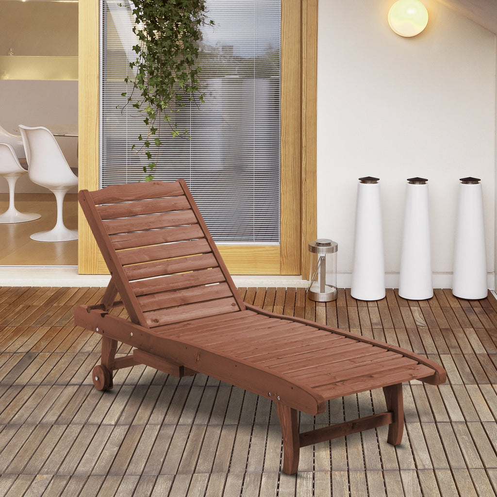 Bain de Soleil transat Style Colonial Dossier réglable 3 Positions roulettes Tablette Support Bois Sapin-9