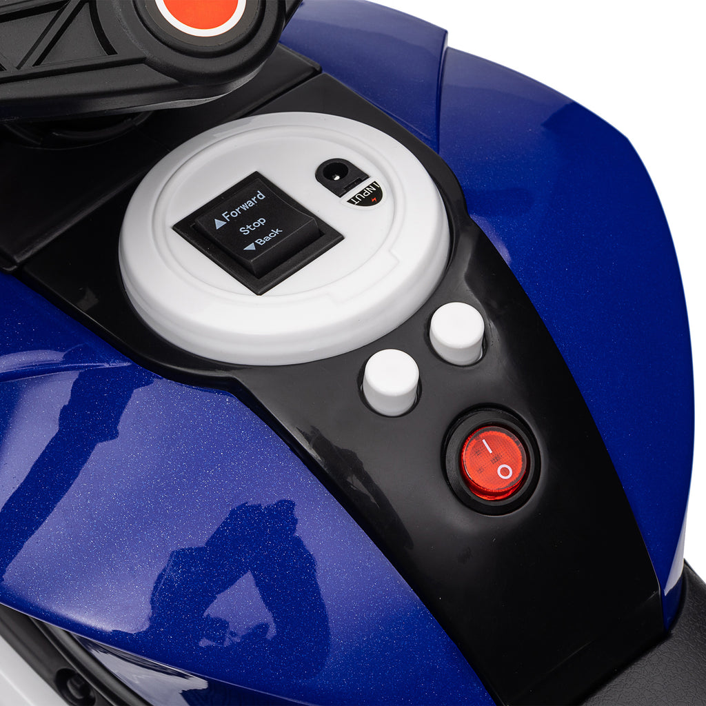 Moto électrique enfants 3 roues 6 V, voiture électrique enfants 3 à 5 ans, effets lumineux et sonores, 86x42x52cm, bleu-9
