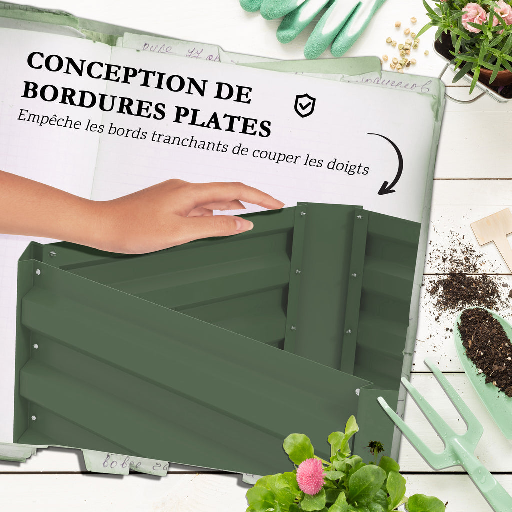 Jardinière avec treillis ajustable, bac à fleurs avec cage à tomates acier galvanisé 61 x 61 x 187 cm vert-5