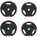 Disques de poids, plaques de poids 2 x 5 kg et 2 x 2,5 kg, à trois poignées avec trous de Ø 25 mm, noir-0