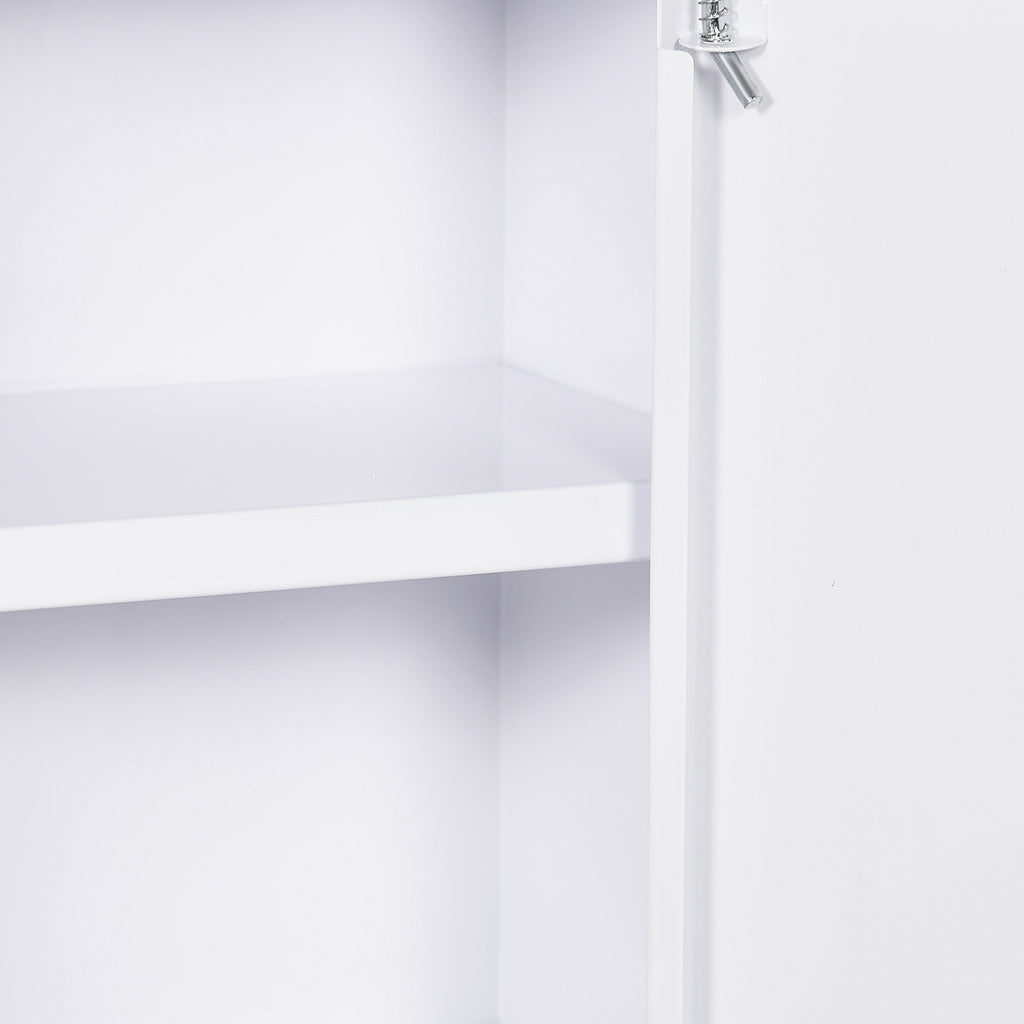 Armoire à pharmacie murale en acier, armoire à médicaments à 3 niveaux porte verrouillable 2 clés, 30x14x46cm, blanc-7