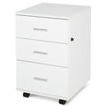 Caisson de Bureau Rangement Bureau sur Roulettes 3 Tiroirs Verrouillables 40 x 40 x 61,5 cm Blanc-0