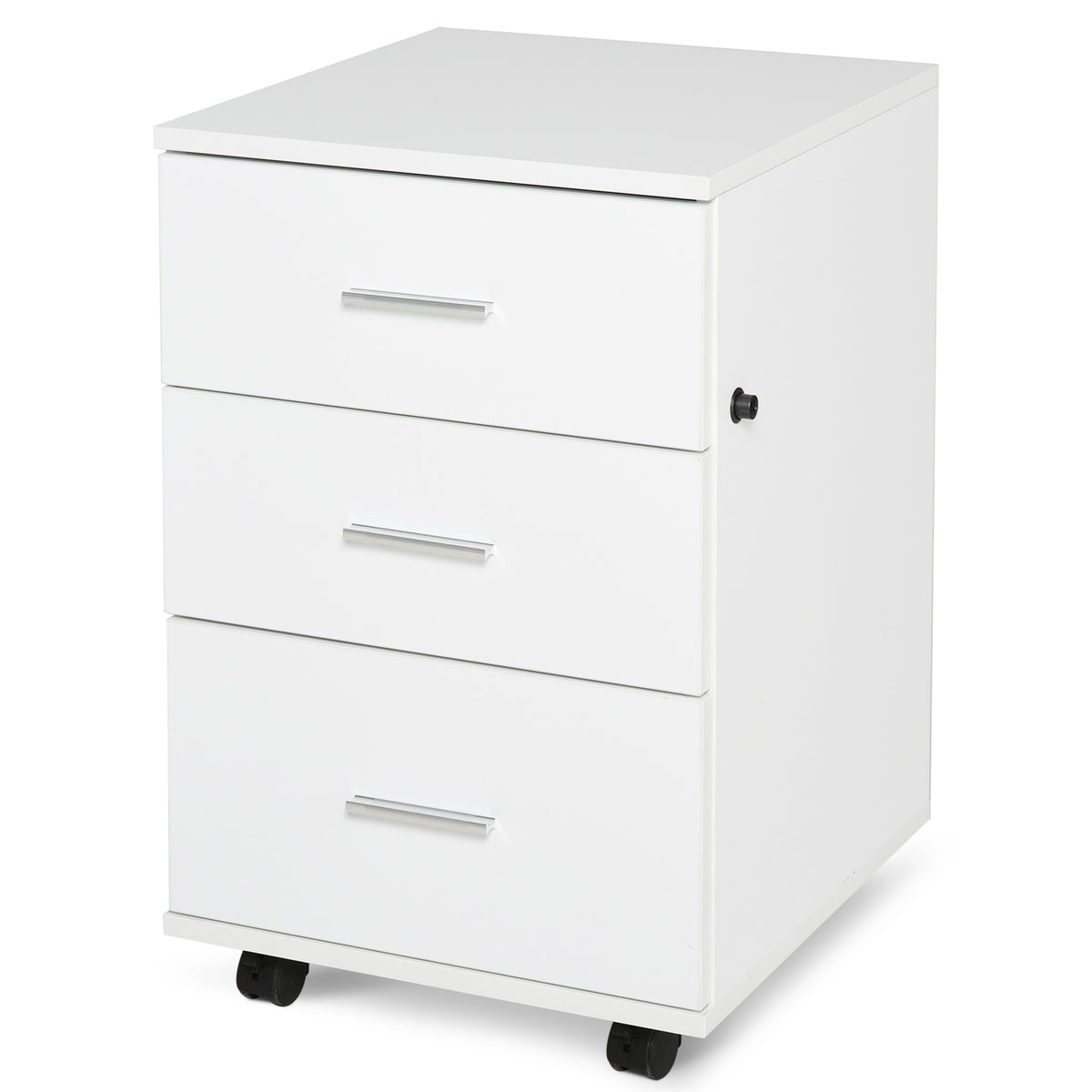 Caisson de Bureau Rangement Bureau sur Roulettes 3 Tiroirs Verrouillables 40 x 40 x 61,5 cm Blanc-0