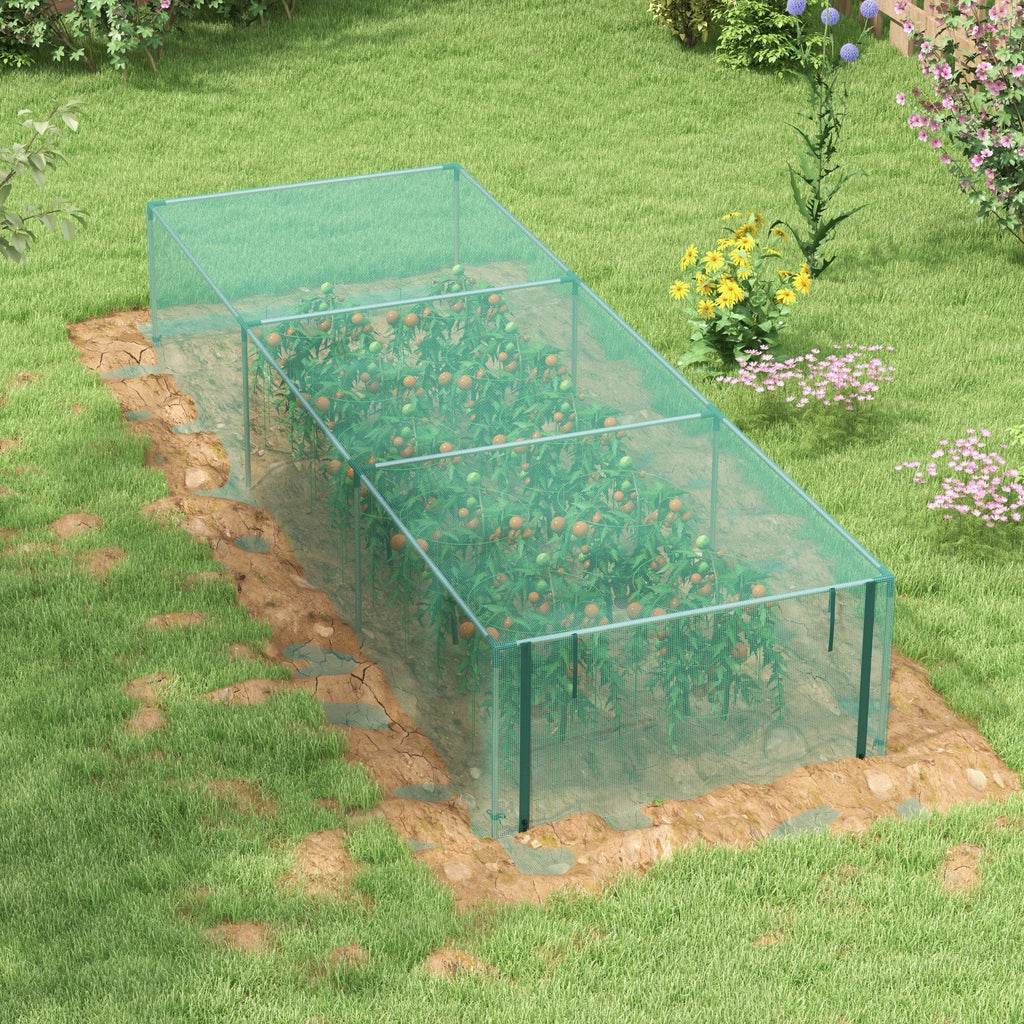 Serre de jardin serre à tomates filet protection porte zippée enroulable HDPE, dim. 125L x 373l x 62,5H cm-7