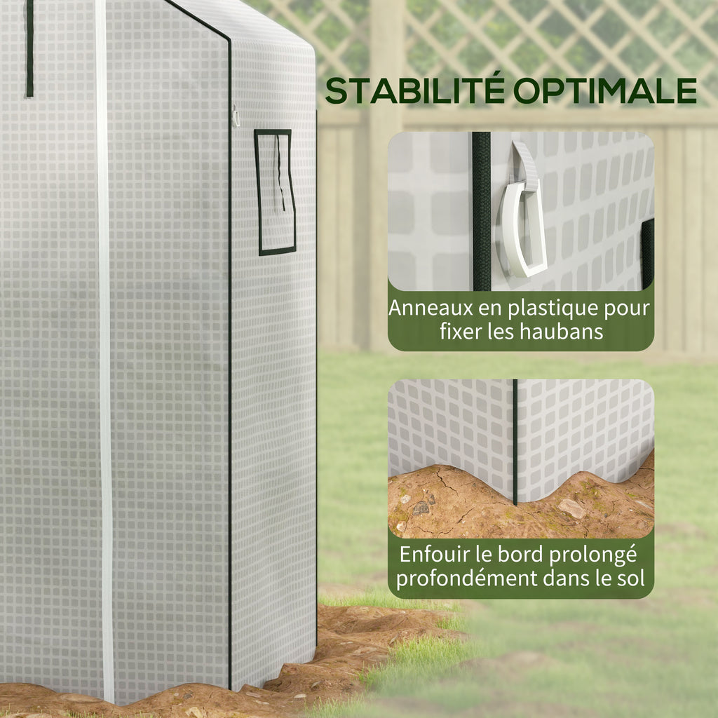 Bâche de remplacement pour serre de jardin 140 x 73 x 190 cm avec fenêtre, porte anti-UV pour le jardin - Blanc-6