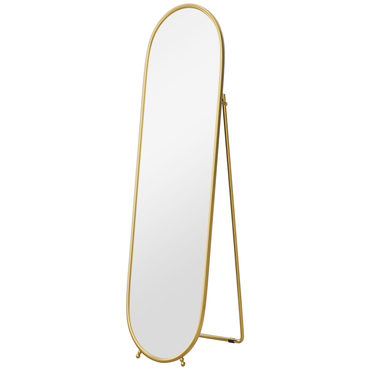 Grand miroir sur pied, miroir ovale, cadre en métal doré, avec support pour entrée, chambre, dressing, 40 x 160 cm-0