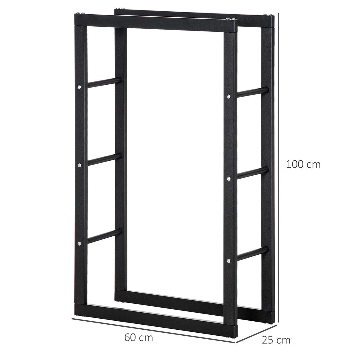 Range bûches Etagère porte bois de cheminée porte-bûches design contemporain charge max. 100 Kg dim. 60L x 25l x 100H cm métal noir-2