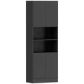 Buffet Haut Cuisine, Armoire de Cuisine, 4 Portes à Fermeture Douce, 2 Compartiments Ouverts et Étagères Réglables, Noir-0