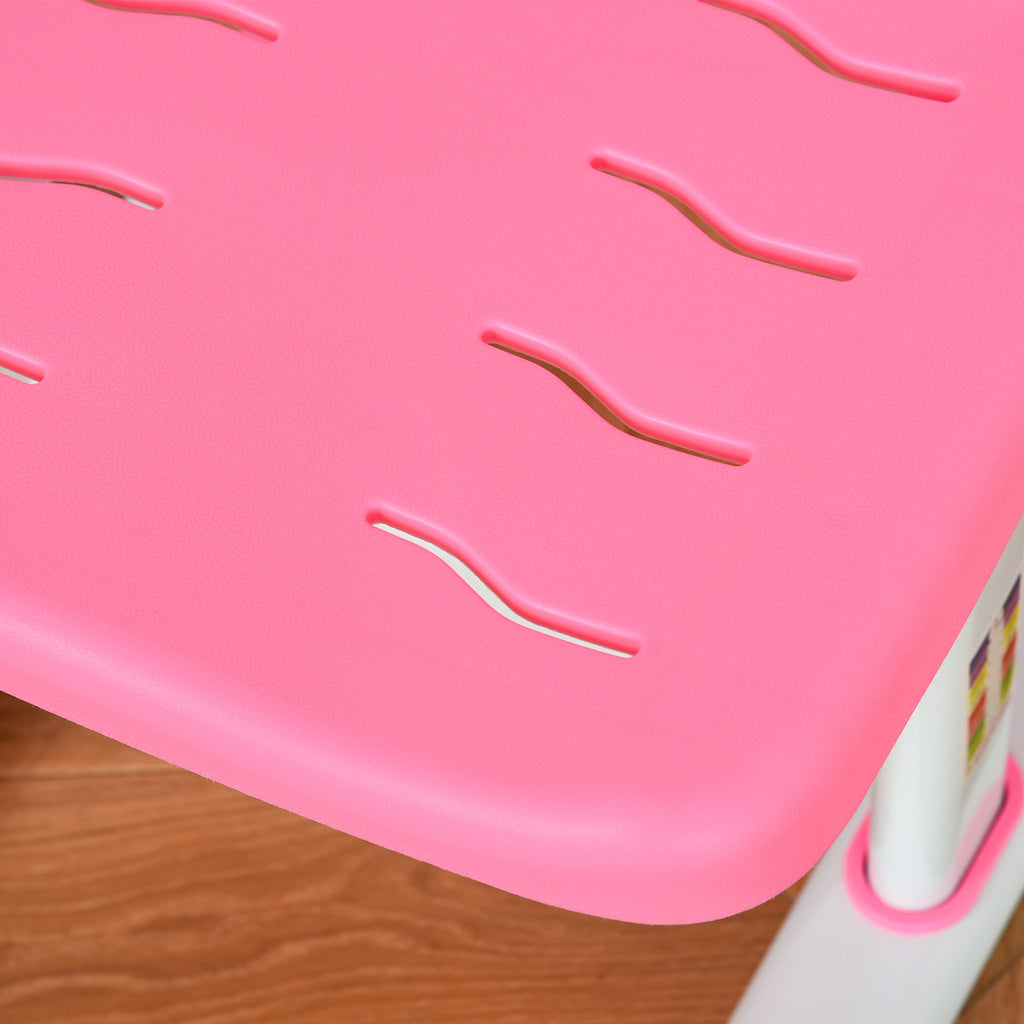 Ensemble chaise et bureau pour enfants avec lampe LED hauteur réglable plateau incliné support de lecture rose-8