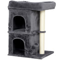 Arbre à chat, tour de jeux pour chat, plateforme, 2 niches et balle griffoirs en sisal, 45 x 40 x 66 cm, gris foncé-0