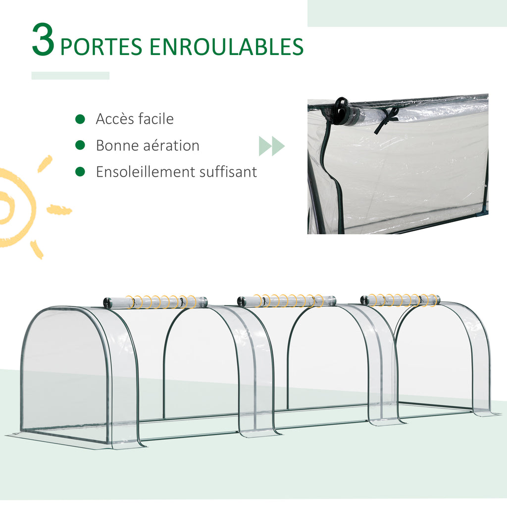 Mini Serre de Jardin, Mini Serre Tunnel, Serre à Tomates 3,5L x 1l x 0,8H m, Acier, PVC Anti-UV, 3 Fenêtres-5