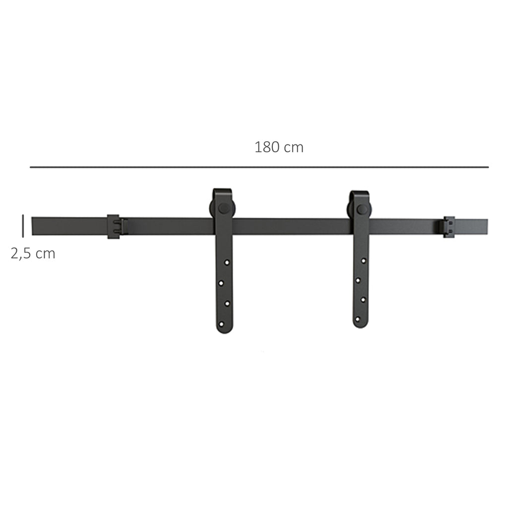 Kit de Porte Coulissante, Système Galandage avec Porte Épaisseur 20-25 mm, Largeur Max. 0,9 m, Charge 20 kg, Acier Noir-2
