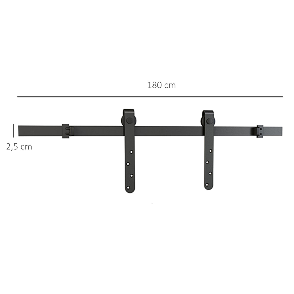 Kit de Porte Coulissante, Système Galandage avec Porte Épaisseur 20-25 mm, Largeur Max. 0,9 m, Charge 20 kg, Acier Noir-2