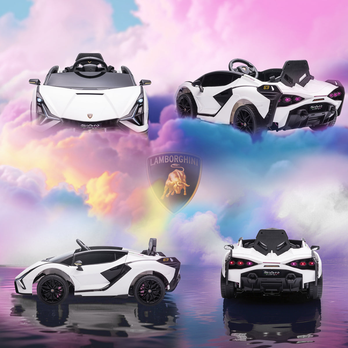 Voiture électrique Enfants de Sport Véhicule électrique Lamborghini Sian 12 V - V. Max. 5 Km/h avec Télécommande 2,4G Effets sonores + Lumineux Blanc-8