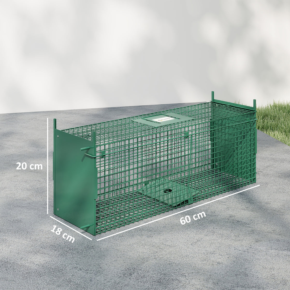 Piège Vivant Cage Attrape 60 x 18 x 20 cm Piège Fouine pour Martres, Rats, Souris - 2 entrées + poignée - métal vert-2