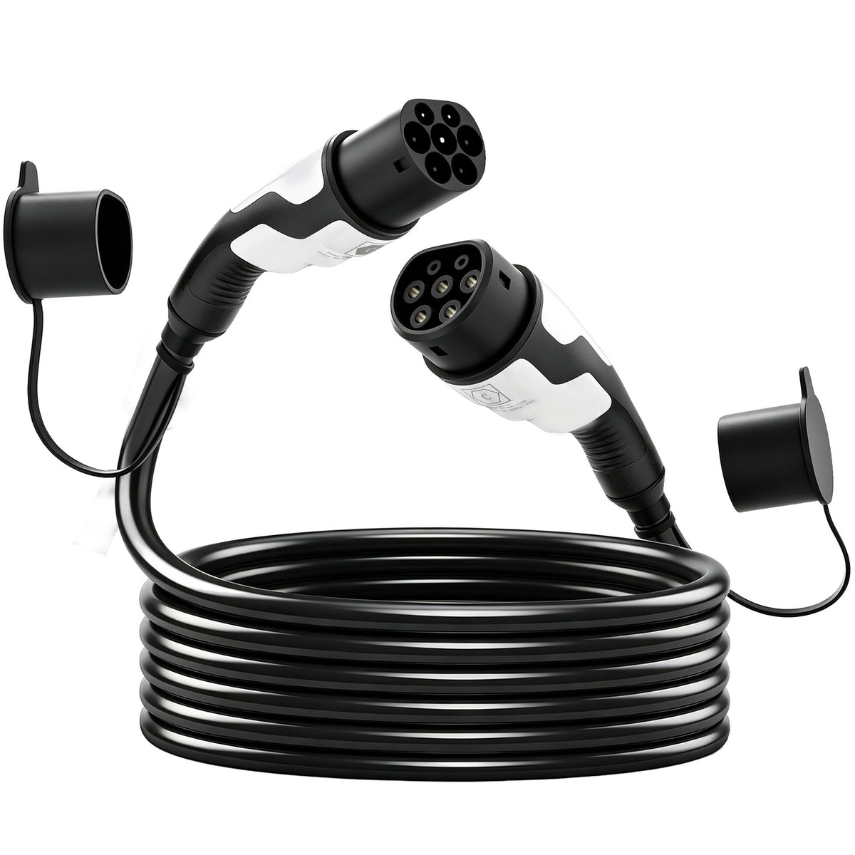 Câble de Recharge Voiture Électrique Type 2 22kw Triphasé Mode 3 Rallonge Cable Recharge Rapide 5m Assuré par PICC Noir-0