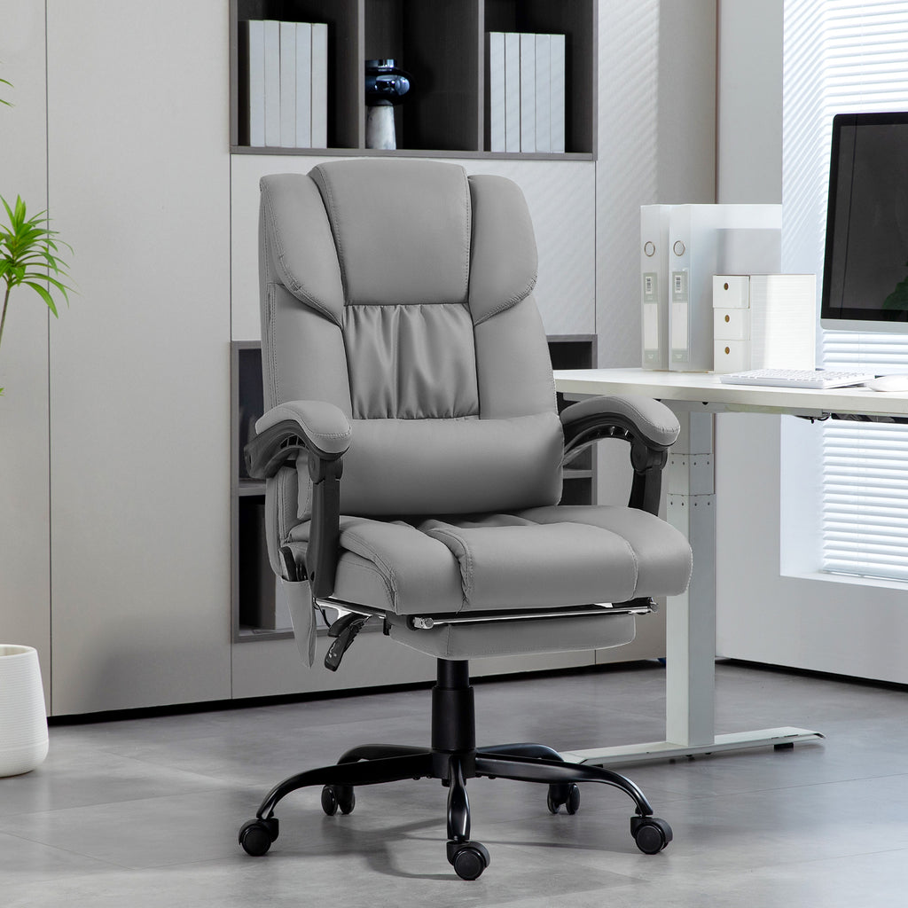 Fauteuil de bureau massant avec repose-pied, hauteur réglable, dossier inclinable, télécommande filaire, pivotant à 360°-9