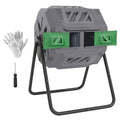 Composteur de Jardin - bac à Compost pour déchets - Rotatif 360° - Double Chambre 160 L - Acier PP Gris-0