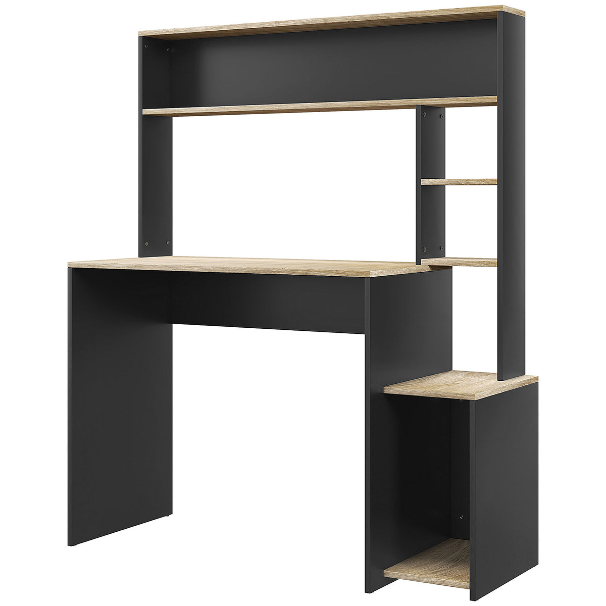 Bureau multi-rangements avec étagères, support pour unité centrale, grand bureau, 114L x 45l x 138H cm-0