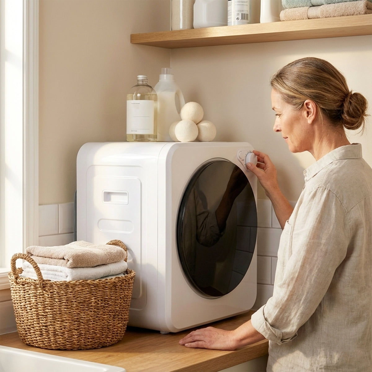 Sèche-linge à évacuation portable 2,5 Kg, sèche-linge électrique 400/800 W, 5 modes de séchage, 48 x 44 x 57 cm, blanc-9