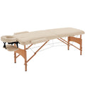 Lit/Table de Massage cosmetique Pliable en Bois 2 Zones crème-0
