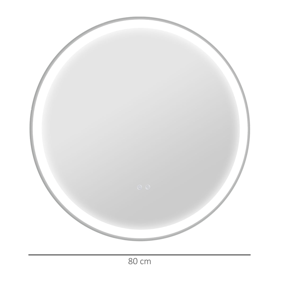 Miroir rond lumineux LED de salle de bain Ø 80 cm mural avec éclairage 3 couleurs interrupteur tactile 46W blanc argent-3