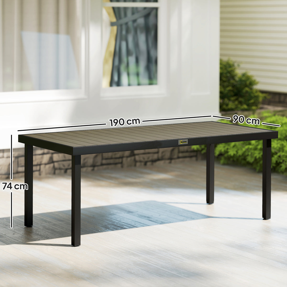 Table de jardin rectangulaire pour 8 personnes en aluminium table de salle à manger extétieur plateau PE à lattes-2