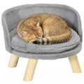 Canapé lit panier pour chien design scandinave coussin moelleux amovible pieds en bois Ø 40,5 x 33H cm gris-0