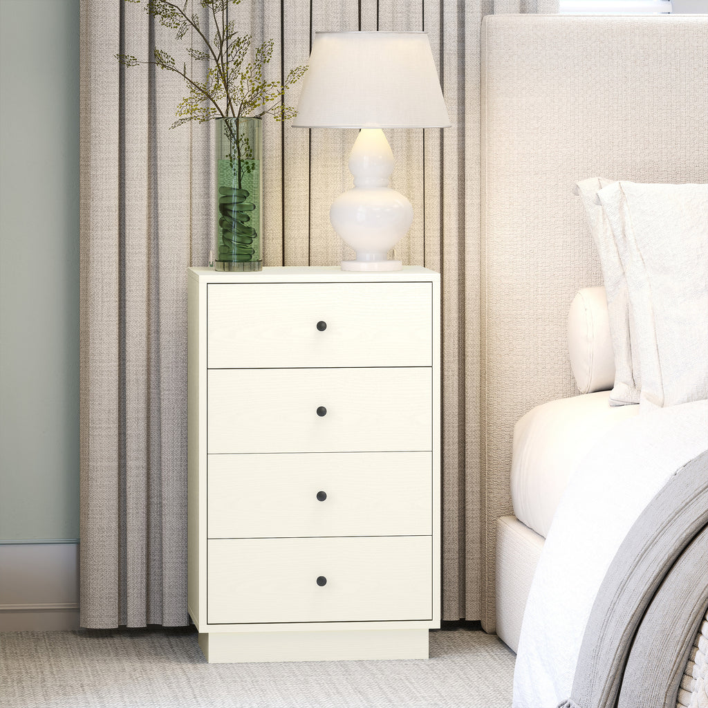 Commode 4 tiroirs moderne, meuble de rangement pour chambre à coucher, salon, entrée, 47 x 29 x 75 cm, crème-6