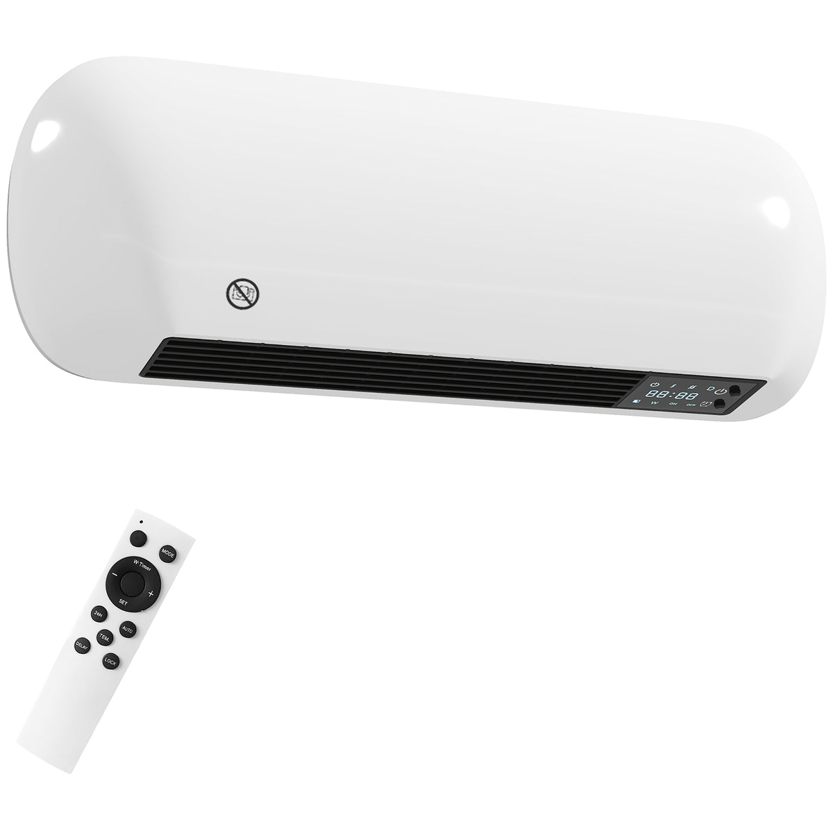 Chauffage mural en céramique 1000/2000W, radiateur électrique, ventilateur, thermostat, minuterie, 50x19x14cm, blanc-0