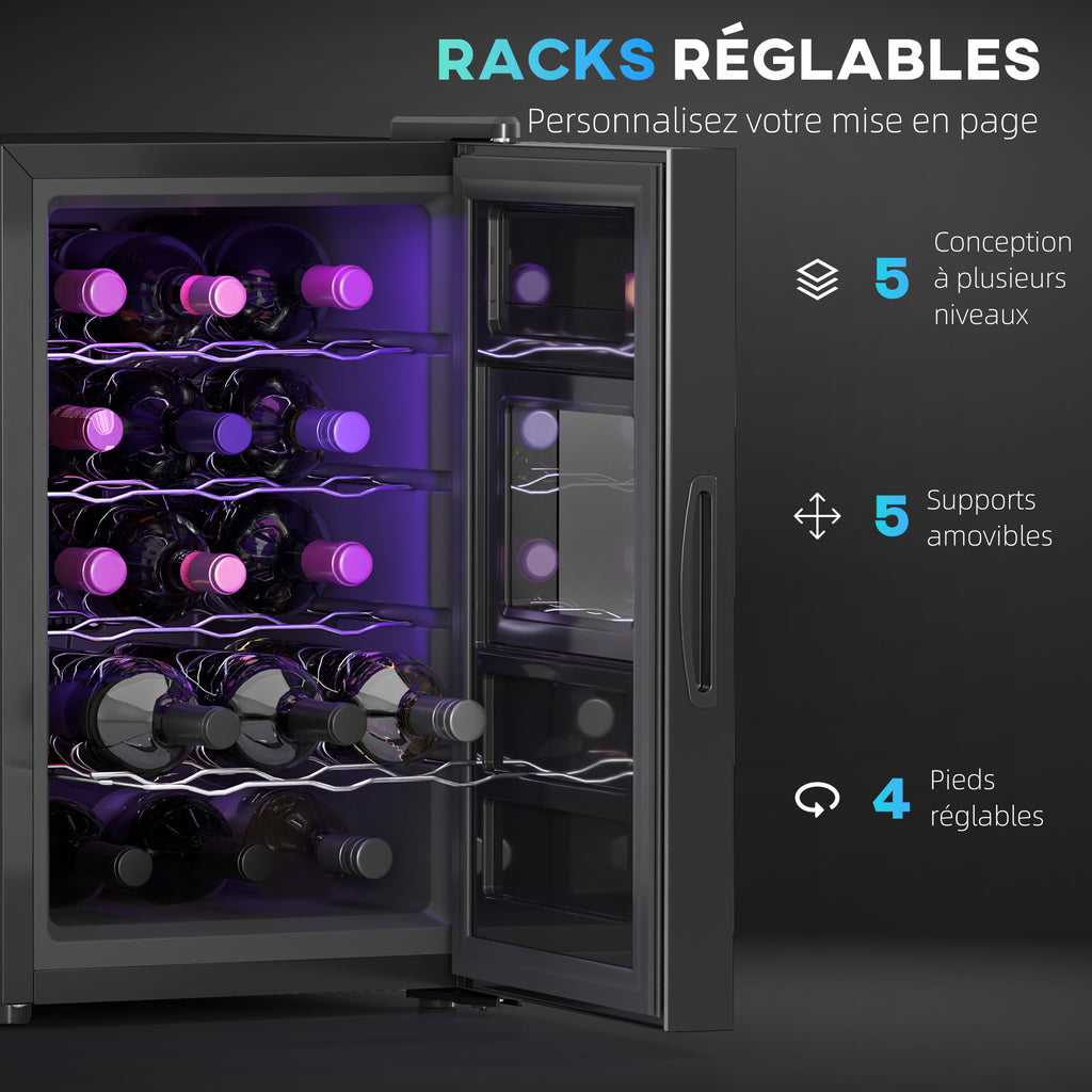 Cave à vin, 15 bouteilles, 39L, Réfrigérateur pour boissons, éclairage LED, température réglable 8-18℃-5