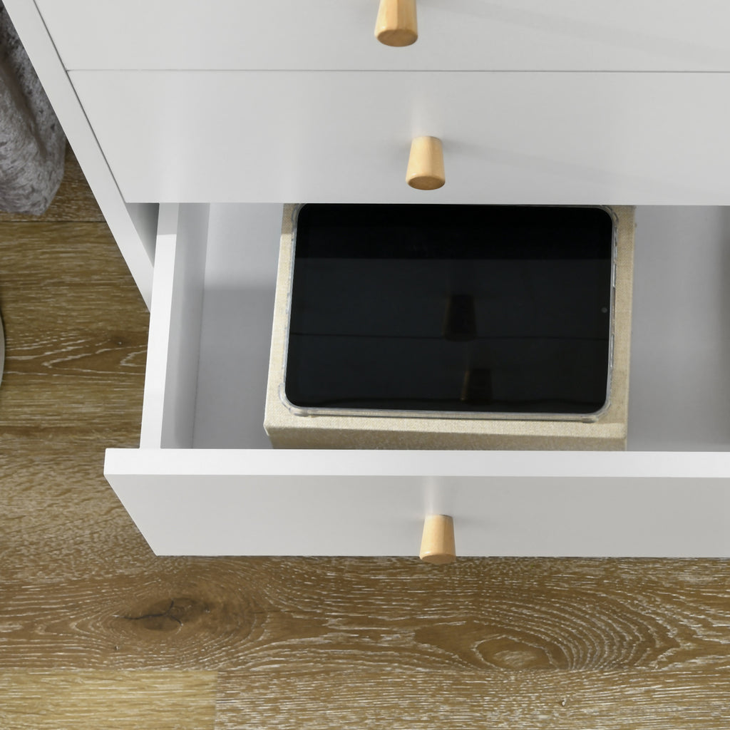 Commode 3 tiroirs design scandinave piètement effilé incliné bois pin panneaux blanc80 x 30 x 80 cm blanc-7