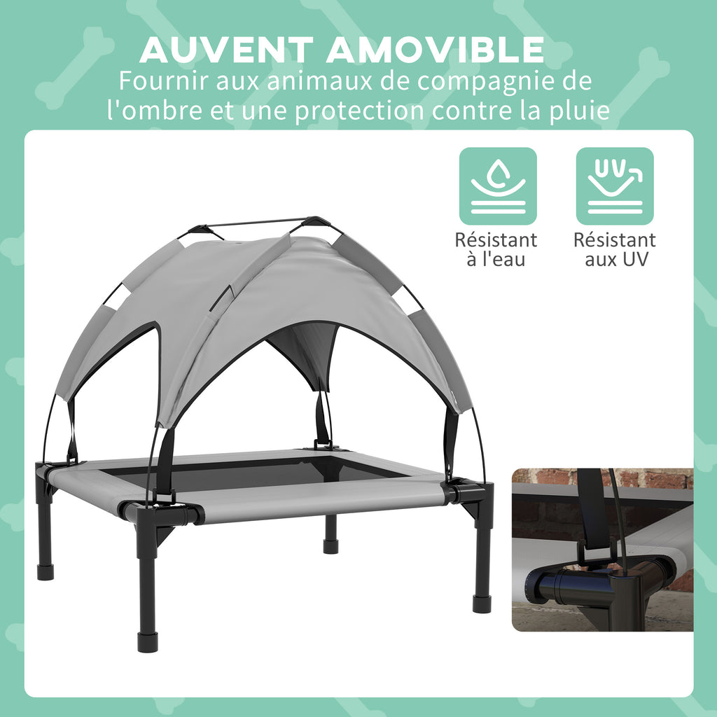 Lit pour chien chat sur pieds grand confort velum anti-UV oxford sac de transport inclus 76 x 61 x 69,5 cm gris-4