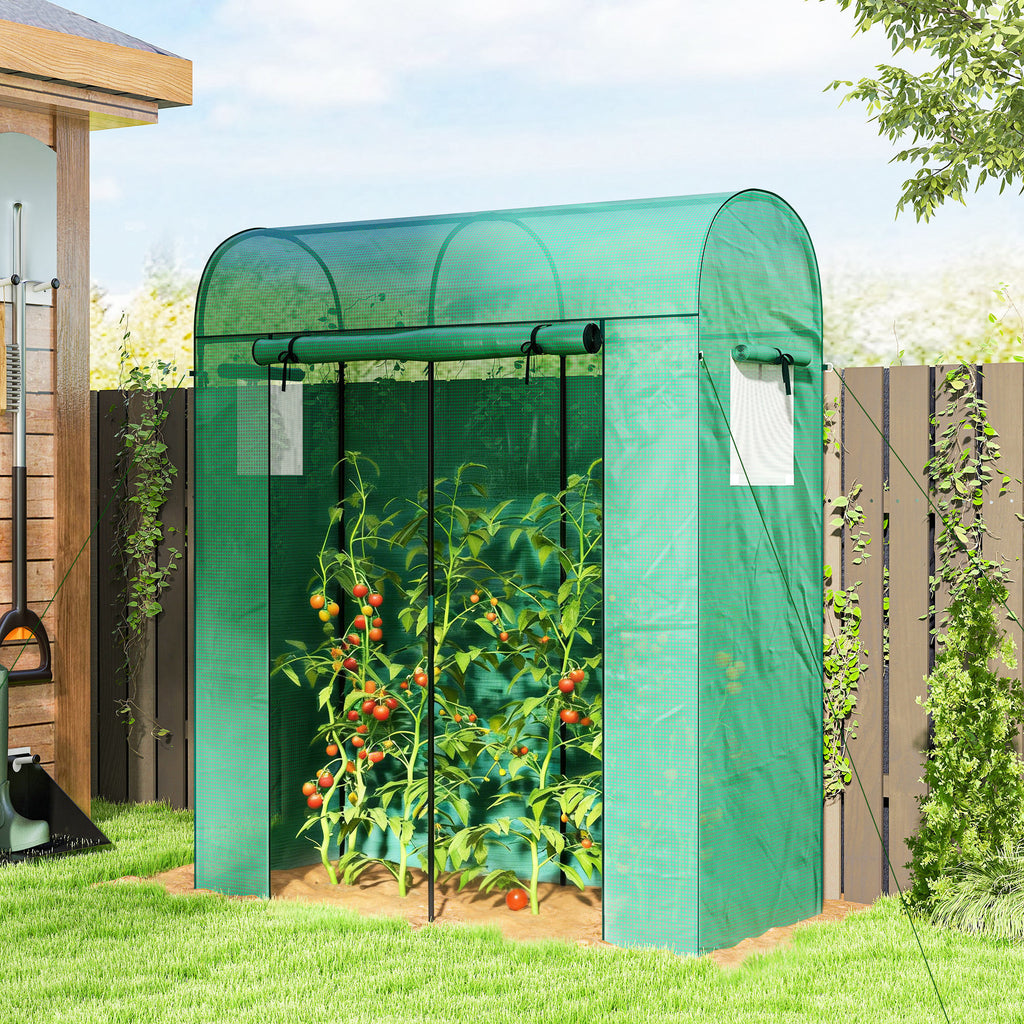 Serre de Jardin, Petite Serre de Balcon en Bâche PE et Châssis Acier, Porte Roulante et Fenêtres 170 x 68 x 200 cm, Vert-1