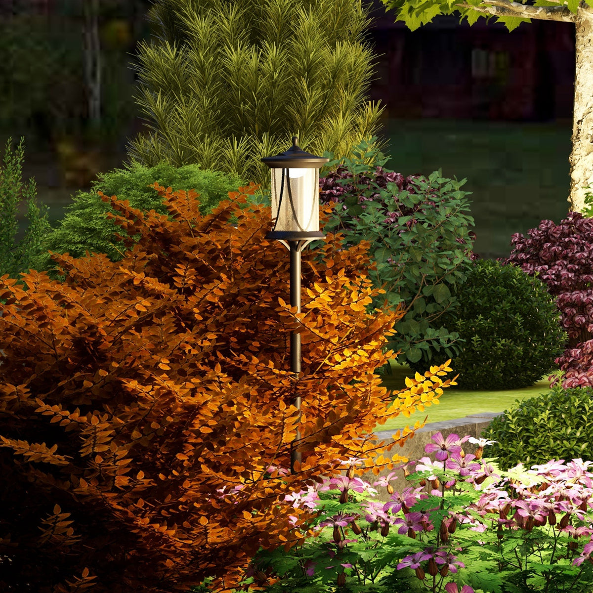 Lampadaire solaire extérieur lampadaire de jardin LED avec interrupteur marche/arrêt 17 x 17 x 127 cm noir-1