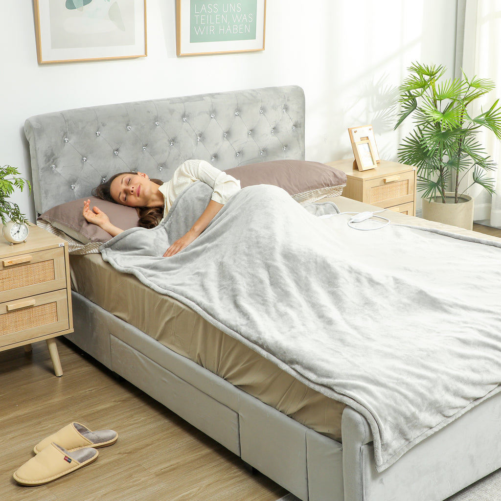 Couverture chauffante, plaid chauffant, 9 niveaux de chauffage, minuterie 9H, lavable en machine, 180x130cm, gris-9
