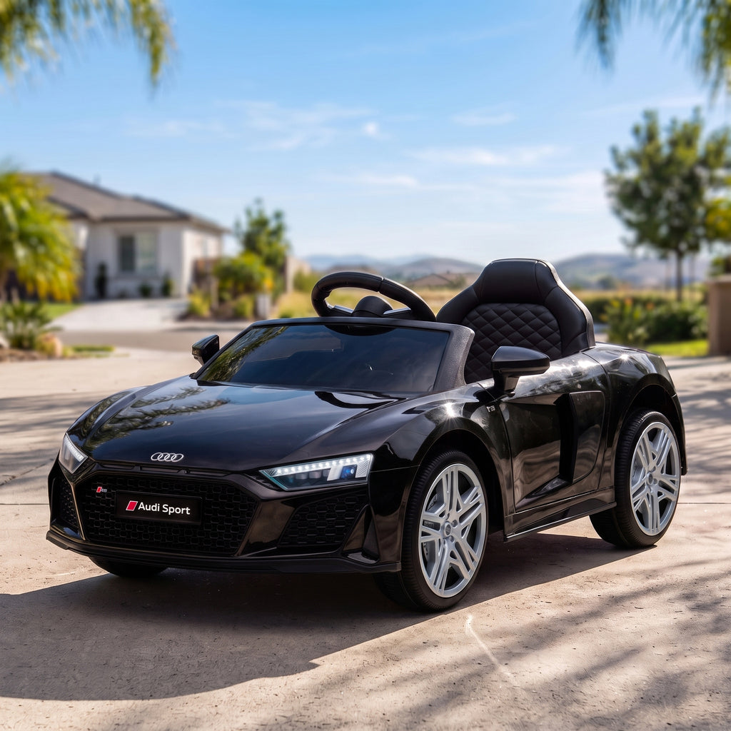 Voiture Électrique Enfants 12V Audi R8 Spyder, Véhicule Électrique, 2 Moteurs, Télécommande 2,4G, Batterie Lithium, Noir-1