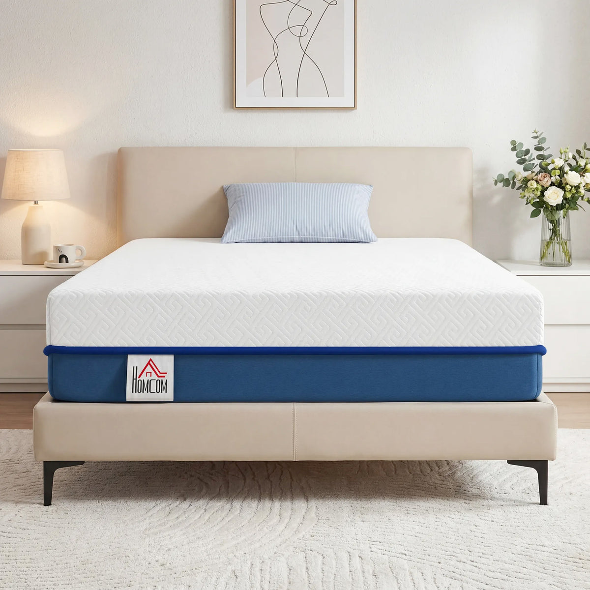 Matelas 90x190cm, matelas 1 personnes, mousse à mémoire de forme au thé vert, housse amovible lavable, fermeté moyenne-1