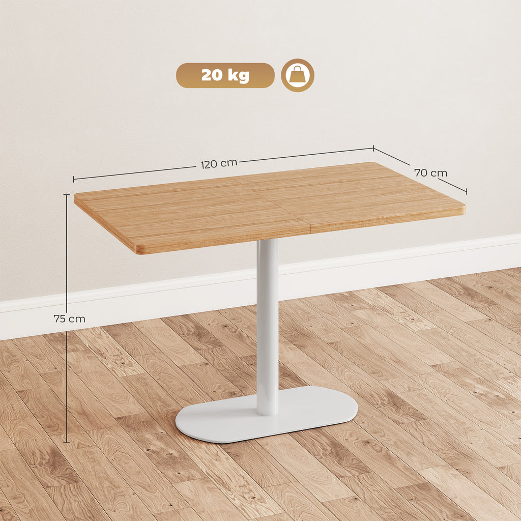 Table à manger rectangulaire pour 6 personnes, 120 x 70 x 75 cm, table de cuisine piétement et plateau épais chêne blanc-2