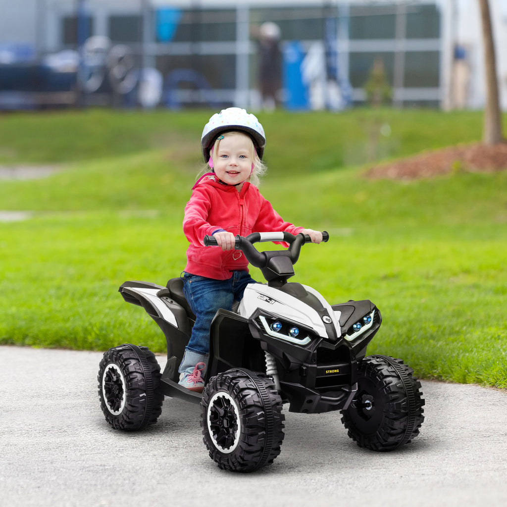 Quad buggy électrique enfant 12 V 6 Km/h max. effets lumineux selle pour enfant 3-5 ans métal PP noir blanc-1